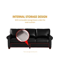 Streamdale Furniture Classic Living Room Nails Sofa Faux Leather