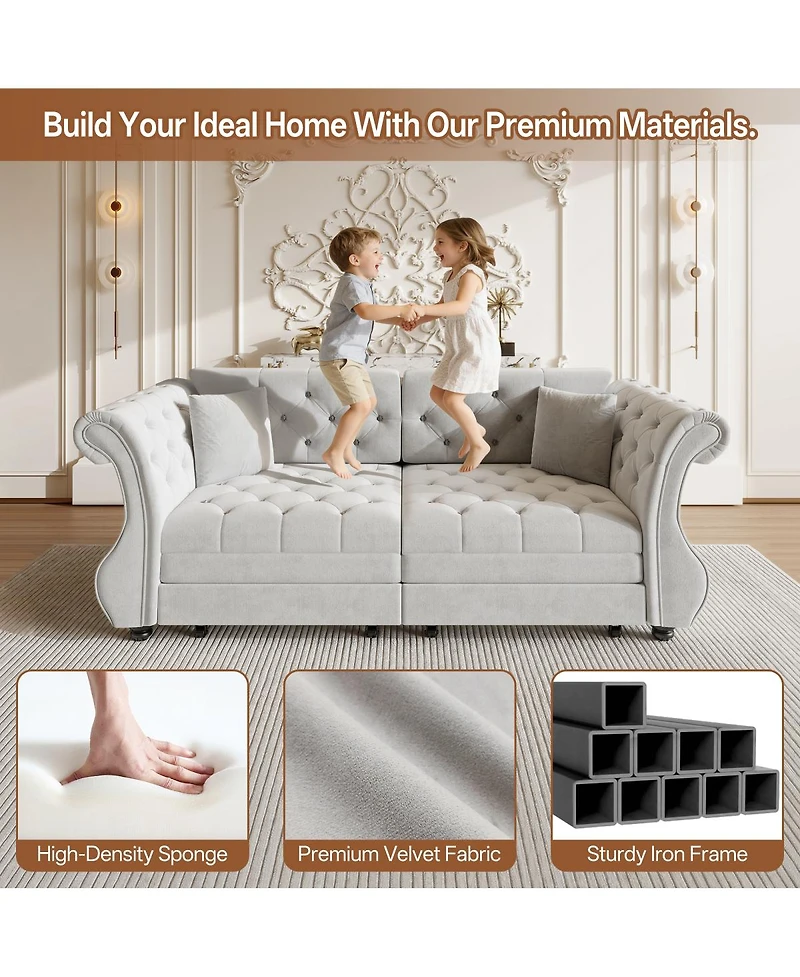 Streamdale Furniture Oversized Chesterfield Velvet Sofa Bed