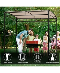 Gouun 7 x 4.5 ft Grill Gazebo with Arched Canopy Metal Storage Shelf and Utensil Hooks