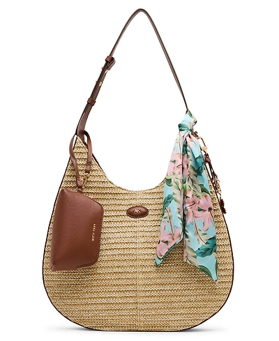 Anne Klein Large Straw Hobo Handbag