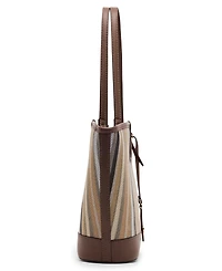 Anne Klein Stripe Cut Out Small Handle Tote Handbag