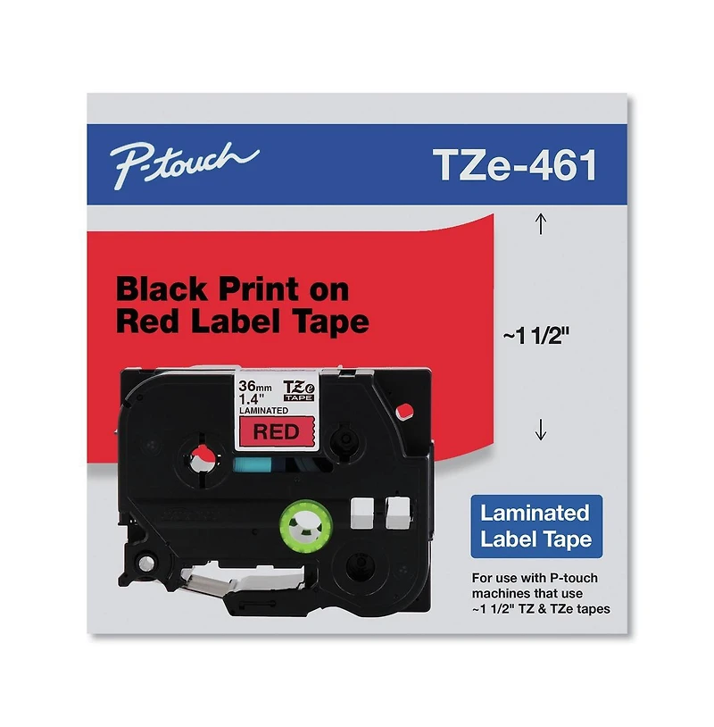 Brother P-Touch TZE461CS 1.4 in. x 26.2 ft. TZe Standard Adhesive Laminated Labeling Tape