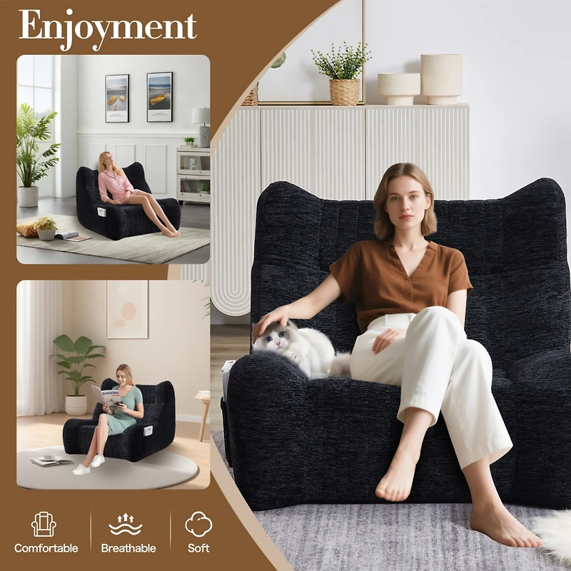 Streamdale Furniture Oversized Bean Bag Chair with Armrests - Comfy Lounge Sofa