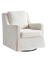 Hulala Home Lillie 30" W Farmhouse Slipcovered Down-blend Swivel Rocking Chair with Pillow Back