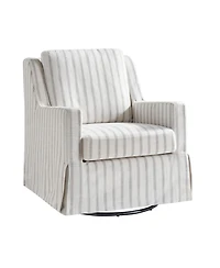 Hulala Home Lillie 30" W Farmhouse Slipcovered Down-blend Swivel Rocking Chair with Pillow Back