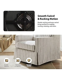 Hulala Home Lillie 30" W Farmhouse Slipcovered Down-blend Swivel Rocking Chair with Pillow Back