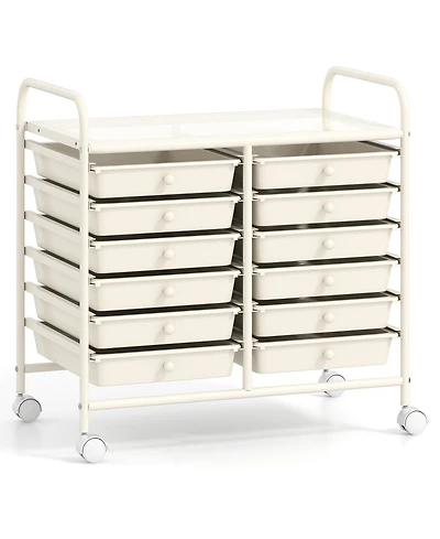 Gouun 12-Drawer Rolling Organizer Cart with Transparent Drawers
