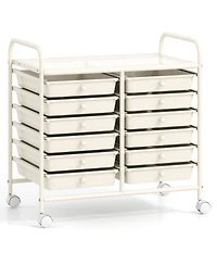 Gouun 12-Drawer Rolling Organizer Cart with Transparent Drawers
