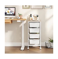Gouun 4-Drawer Rolling Storage Cart with Wooden Tabletop