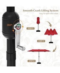 Gouun 13 ft Double-Sided Patio Umbrella with 36 Solar Led Lights and Upf 50+ Protection