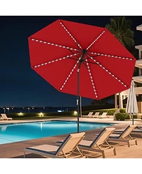 Gouun 10 ft Solar Patio Umbrella with 96 Flowing Led Lights and Push-Button Tilt