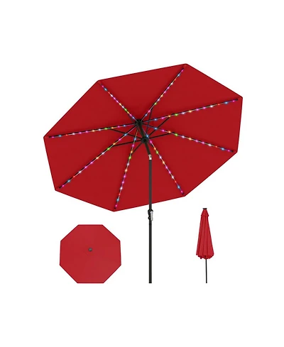 Gouun 10 ft Solar Patio Umbrella with 96 Flowing Led Lights and Push-Button Tilt