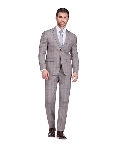 Gino Vitale Men's Slim Fit 2-Piece Performance Stretch Plaid Suit