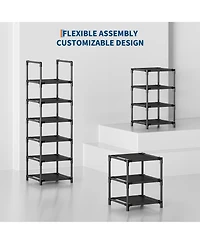 Homfan 10 Tier Metal Shoe Rack with Adjustable Fabric Shelves, 11.02 x 17.72 x 68.11/13 x 13 x 68.11 in Tall Storage for Closet and Entryway