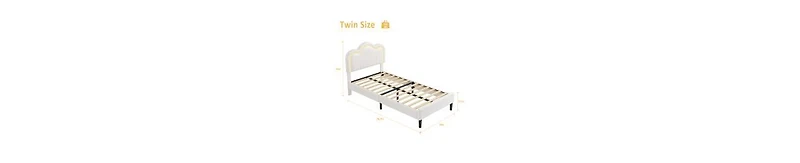 Modern Twin Upholstered Platform Bed Frame, Adjustable Mountain Headboard, Built-in Drawer Storage, Sturdy Wooden Slats, Rgb Led Neon Lighting