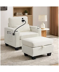 Streamdale Furniture Recliner Sofa w/Usb, Stand, Storage Ottoman