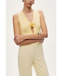 Nocturne Women's Floral Cut-Out Knit Top