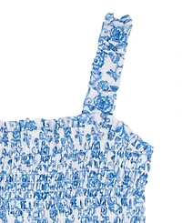 Rare Editions Girls' 4T-6X Printed Woven Smocked Midi Dress