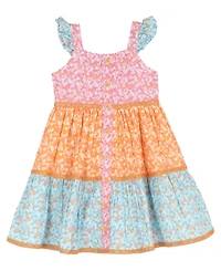 Rare Editions Girls' 2T-6X 3-Tiered Lurex Gauze Dress
