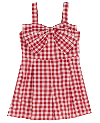 Rare Editions Girls' 4T-6X Gingham Dress with Bow Detail