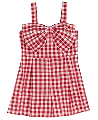 Rare Editions Girls' 4T-6X Gingham Dress with Bow Detail