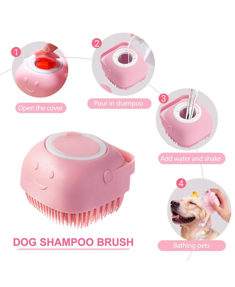 Aronkl 6pcs Dog Washing Kit with Brush Shampoo Scrubber Gloves Quick Dry Towel Waterproof Organizer Bag
