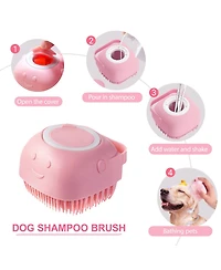 Aronkl 6pcs Dog Washing Kit with Brush Shampoo Scrubber Gloves Quick Dry Towel Waterproof Organizer Bag