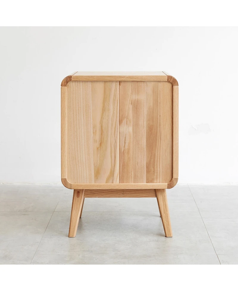 sumyeg Nordic Modern Solid Wood Nightstand Simple Bedside Cabinet Storage
