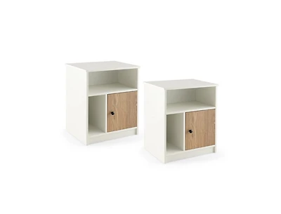 sumyeg 2 Pieces 25" Tall Nightstands with Door and 2 Open Shelves