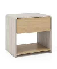 sumyeg 2-Tier Modern Style Nightstand with Drawer and Open Shelf for Bedroom