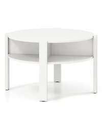 sumyeg 29.5" Round Coffee Table with Storage Shelves for Small Space