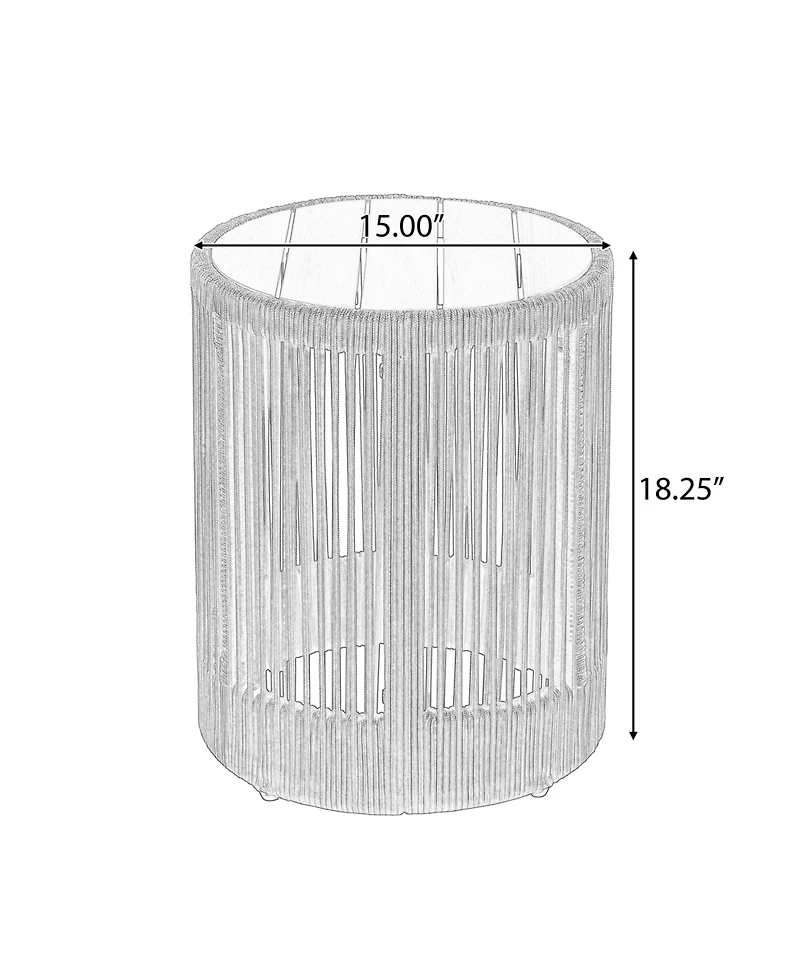 sumyeg Outdoor Rattan Rope and Acacia Wood Side Table for Patio, Balcony Garden