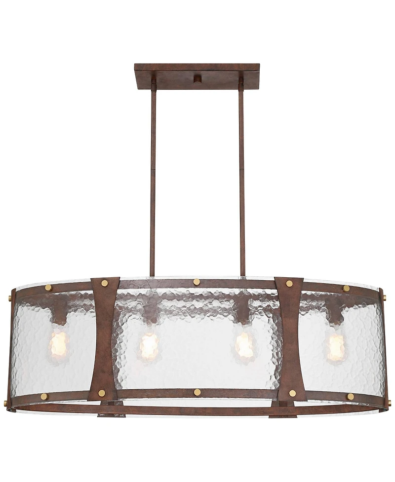 Franklin Iron Works Fable Wide Rust and Antique Brass 4-Light Chandelier
