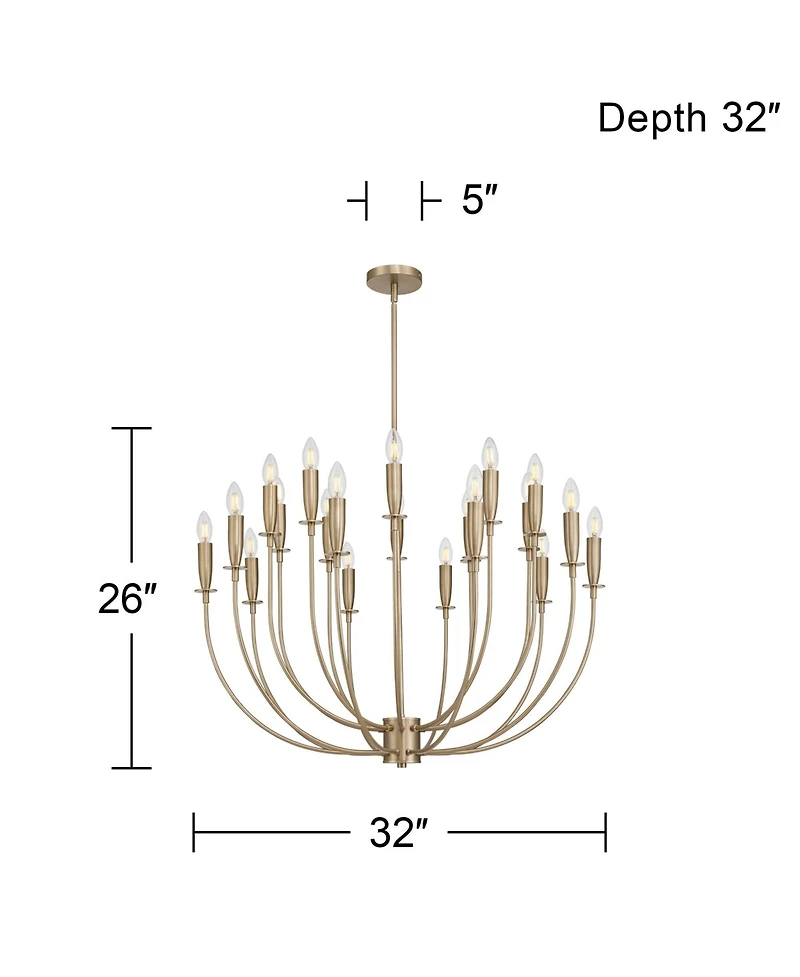 Possini Euro Design Possini Euro Lloyd Wide Matte Brass 20-Light Modern Chandelier