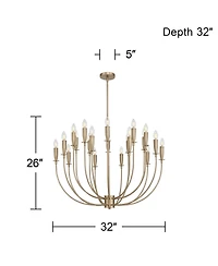Possini Euro Design Possini Euro Lloyd Wide Matte Brass 20-Light Modern Chandelier