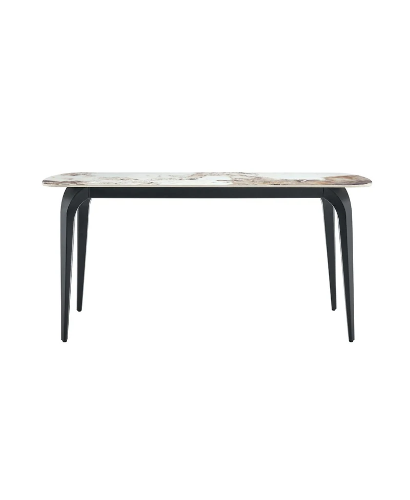 Streamdale Furniture Sintered Stone Dining Table, Metal Base, Heat/Scratch Resistant