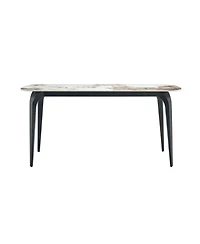 Streamdale Furniture Sintered Stone Dining Table, Metal Base, Heat/Scratch Resistant