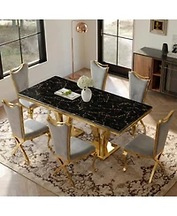 Streamdale Furniture Marble Dining Table with Steel Base