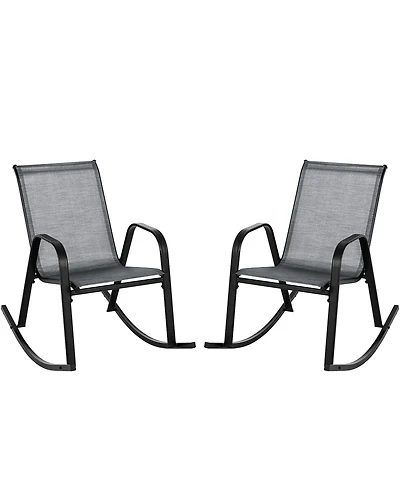Gymax 2pcs Patio Rocking Chair Heavy-Duty Metal Rocker Outdoor Anti-Slip
