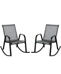 Gymax 2pcs Patio Rocking Chair Heavy-Duty Metal Rocker Outdoor Anti-Slip