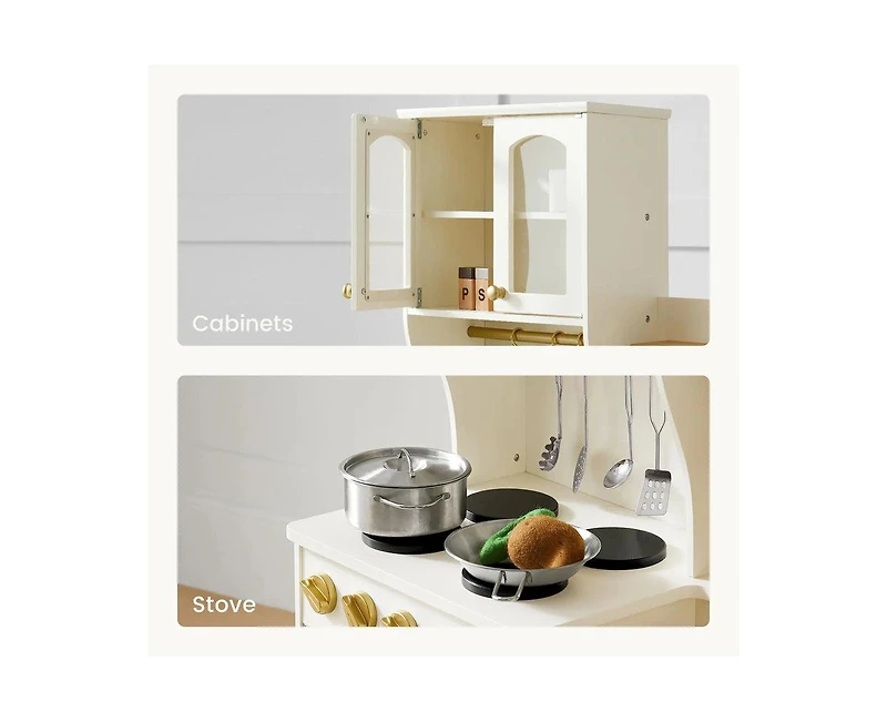 Tiny Land Wooden Play Kitchen with Storage for Creative Toddlers