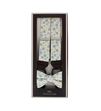 Trafalgar Men's Weldon Floral Silk Suspenders and Bow Tie Bundle