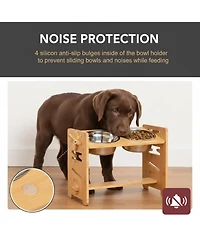 Aronkl Adjustable Elevated Dog Cat Bowl Stand Heights Tilt Foldable with 2 Stainless Steel Dishes