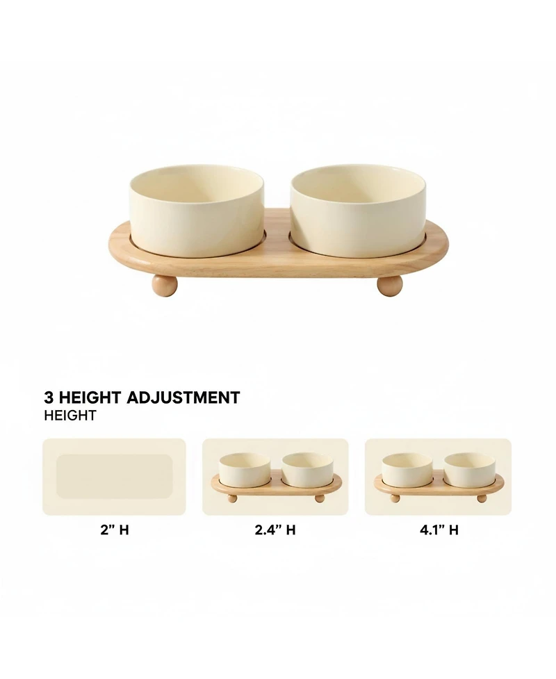 Aronkl Ceramic Elevated Dog Bowls Set Raised Feeder for Food Water Stable Non-Slip Healthy Dishwasher Safe