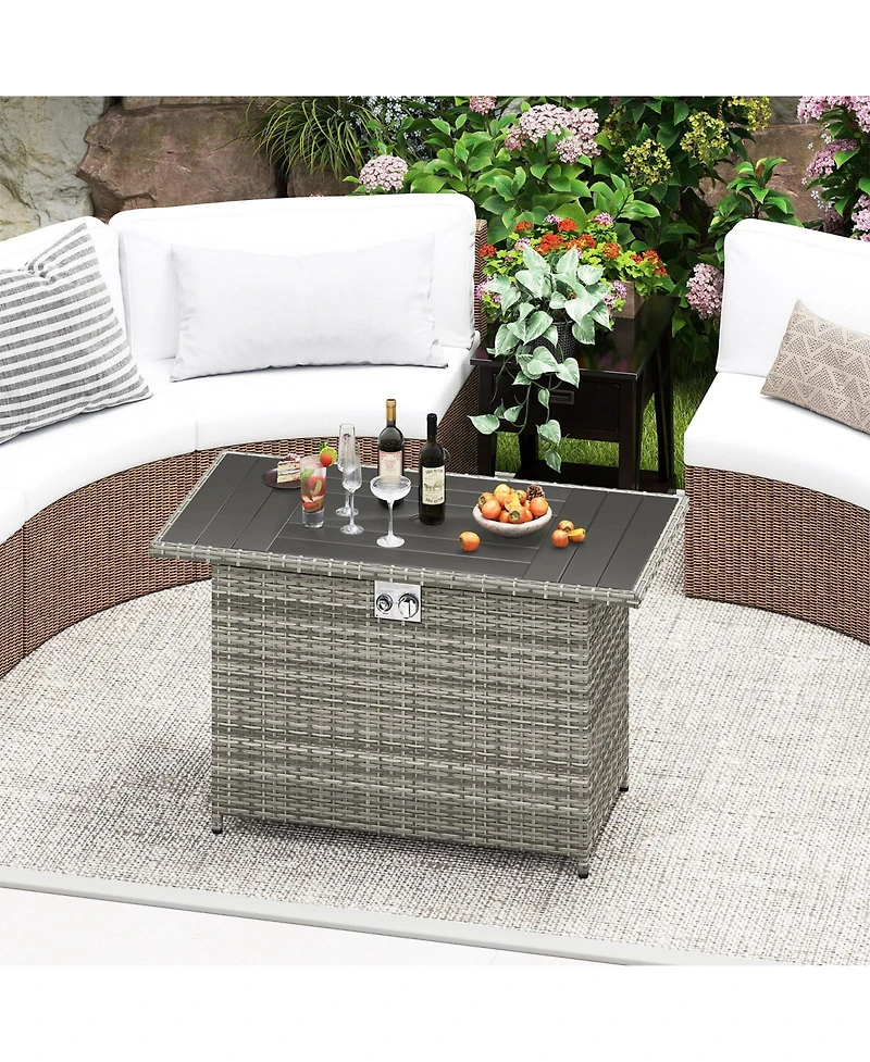 Gouun 44.5 in Propane Fire Pit Table with Stainless Steel Burner, 50000 Btu 2-in-1 Rattan Gas Fire Table