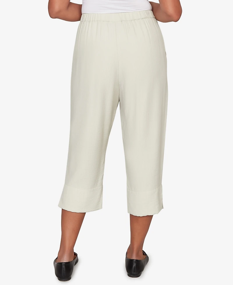 Alfred Dunner Women's Vintage Charm Relaxed Elastic Waist Front Pocket Capri Pants