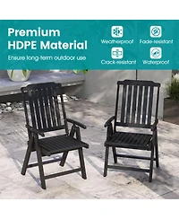 Sugift Foldable Patio Chair All-Weather Hdpe Outdoor Dining Chair with Armrest