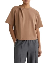 Reiss Women's Esme Cotton Twist-Detail Boxy T-Shirt