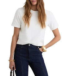 Reiss Women's Stretch-Cotton Ribbed-Neck T-Shirt