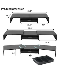 Gnuadz Monitor Stand Riser With Drawer Desktop Organizer Drawer, 3 Shelves